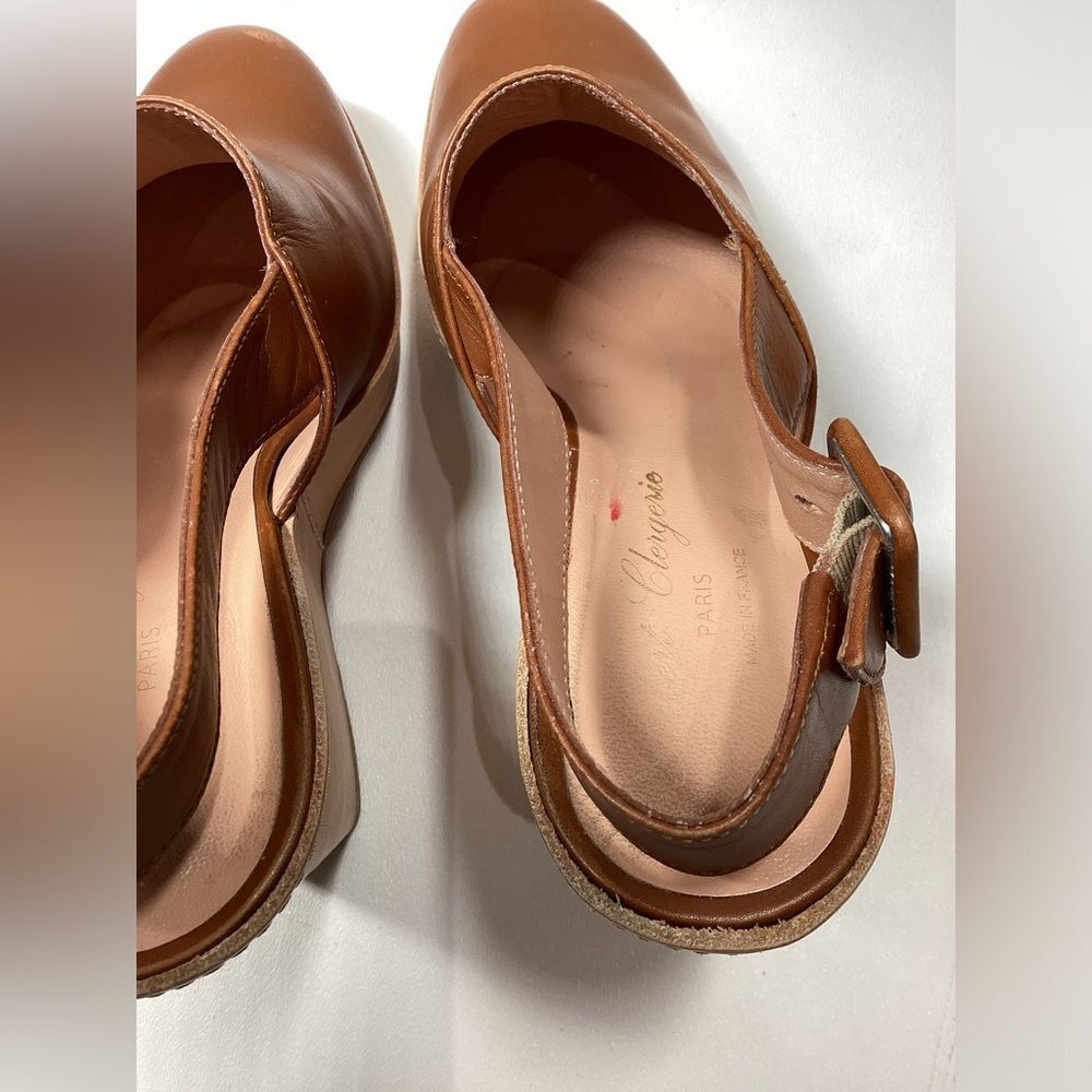 Robert Clergerie French' Brown ‎ Leather Ankle Strap Cognac Leather Heels EU 37 - Picture 5 of 16